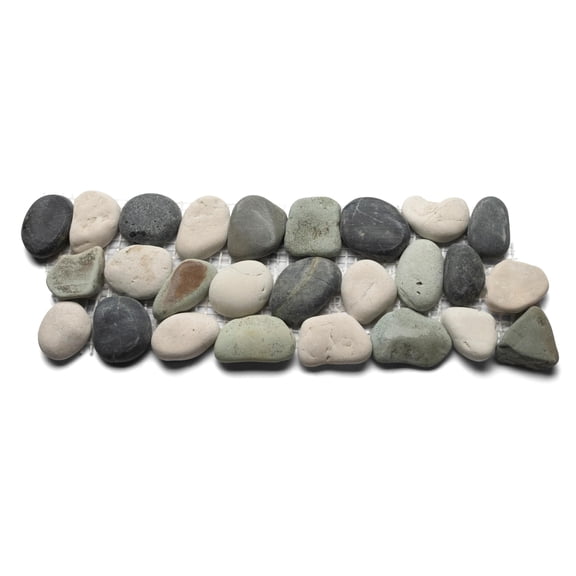 CNK Tile Bali Turtle Pebble Tile Border - 4" x 12" Hand-Sorted Unpolished Natural River Stones for Bathroom Kitchen Backsplashes Floors Pools & Wall Decor - Durable Seamless Installation - Pack of 1
