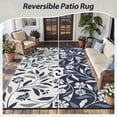 thumbnail image 6 of SIXHOME Outdoor Rug 6'x9' Waterproof Reversible Patio Rug Boho Geometric Indoor Outdoor Rugs Lightweight Plastic Straw Ourdoor Carpet for RV Camping Deck Balcony Modern Porch Decor Blue, 6 of 8