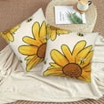 thumbnail image 5 of Summer Sunflower Pillow Covers 18x18 Set of 2, Yellow Sunflower Bee Decorative Throw Pillow Covers Farmhouse Linen Seasonal Spring Summer Flowers Pillowcase for Sofa Couch Home Outdoor Decor, 5 of 6