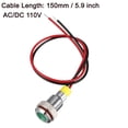 thumbnail image 3 of Unique Bargains Indicateur de Signal AC/DC 110V 8mm Coque Métallique LED Verte, 3 of 4