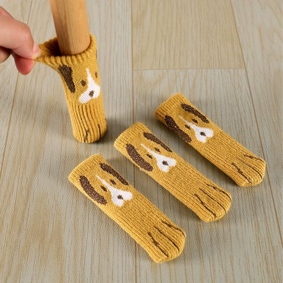 Seyotauo 4 Pcs Cat Paw – Cute Cat Furniture Socks for Chair Legs, Knitted Non-Slip Chair Leg Floor Protectors, Noise-Reducing Furniture Socks for Hardwood Floors
