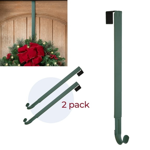 Haute Decor Adapt Adjustable Length Metal Wreath Hanger - 2 Pack Green