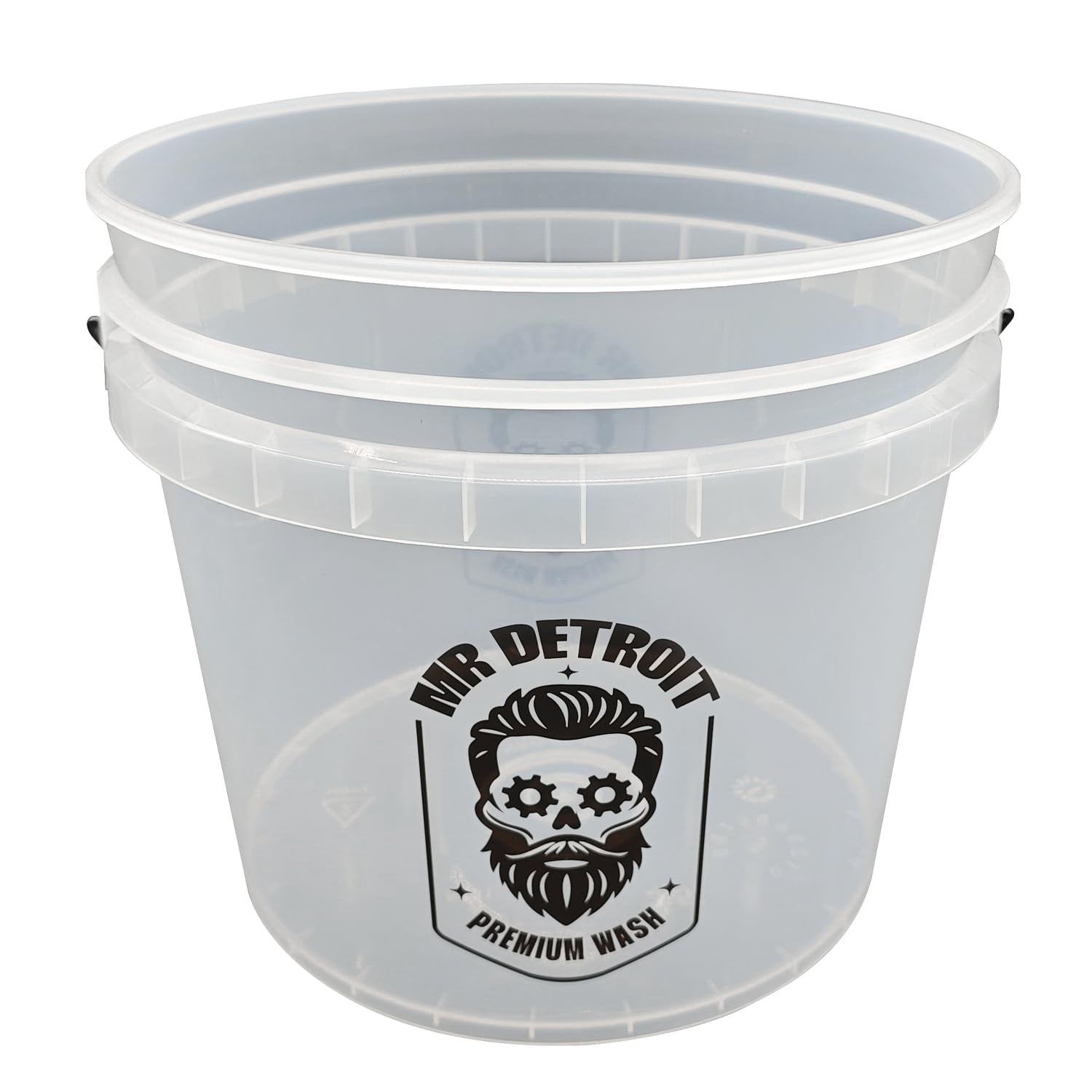 Mr. Detroit - 3.5 Gal Car Wash Bucket, Plastic White Heavy Duty Clear Detailing Bucket for RV, Boat, Motorcycle & Home Detailing (Eco-Friendly)
