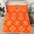 thumbnail image 2 of Homewish Vintage Square Abstract Bed Sheets, Fashion Stripes Ombre King Sheets, Orange Gold Minimalism Sheet Set, Ultra Soft Bedroom Decor, 4pcs, 2 of 7