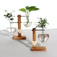 thumbnail image 1 of Jarrón de cristal hidropónico con diseño creativo de amor, conjunto de adornos florales de madera para sala de estar, planta, flores secas, recipiente transparente, botella, 1 of 5
