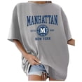 thumbnail image 1 of Ladies' Summer English Letter Print Loose Shoulder Round Neck T-Shirt, 1 of 4