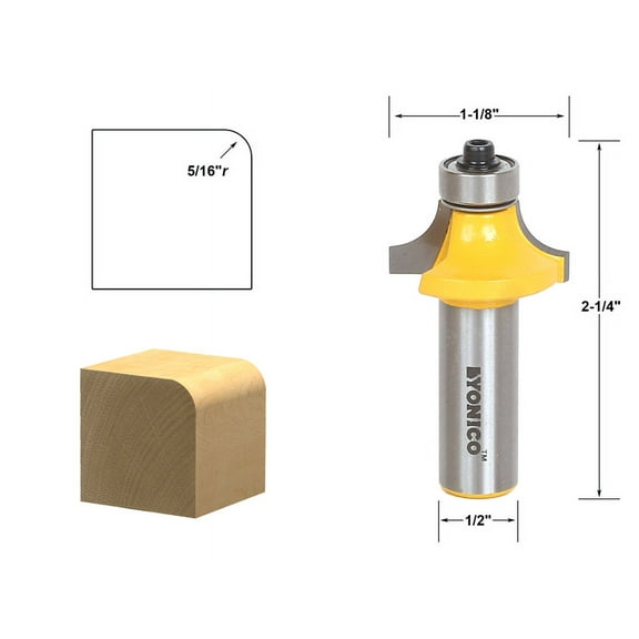 Yonico Round Over Edging Router Bit - 5/16" Radius - 1/2" Shank - 13163