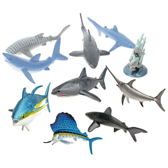 10Pcs Emulation Animal Models Marine Animal Models Kids Toys (Assorted Color)