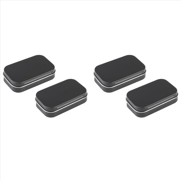 4 Piezas Caja de Almacenamiento Pequeña con Tapa Cajas de Hojalata Pequeñas Rectangulares Caja de Metal con Tapa Caja de Hojalata Pequeña para Almacenamiento en el Hogar Negro