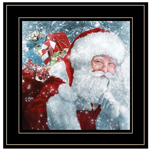 Trendy Decor 4U Santa avec Imprimé Encadré, 15x15, Noir
