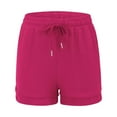 thumbnail image 3 of Mohiass Women Shorts for Seniors Summer Casual High Waisted Drawstring Wide Leg Womens Gauze Short Shorts Hot Pink S, 3 of 6