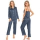 thumbnail image 4 of Conjunto de pijama SWOMOG Satin para mujer, 4 unidades, gris oscuro, talla XL, 4 of 6