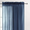 thumbnail image 2 of DWCN Navy Blue Sheer Curtains Semi Transparent Voile Rod Pocket Curtains for Bedroom and Living Room, 52 x 63 inches Long, Set of 2 Panels, 2 of 6