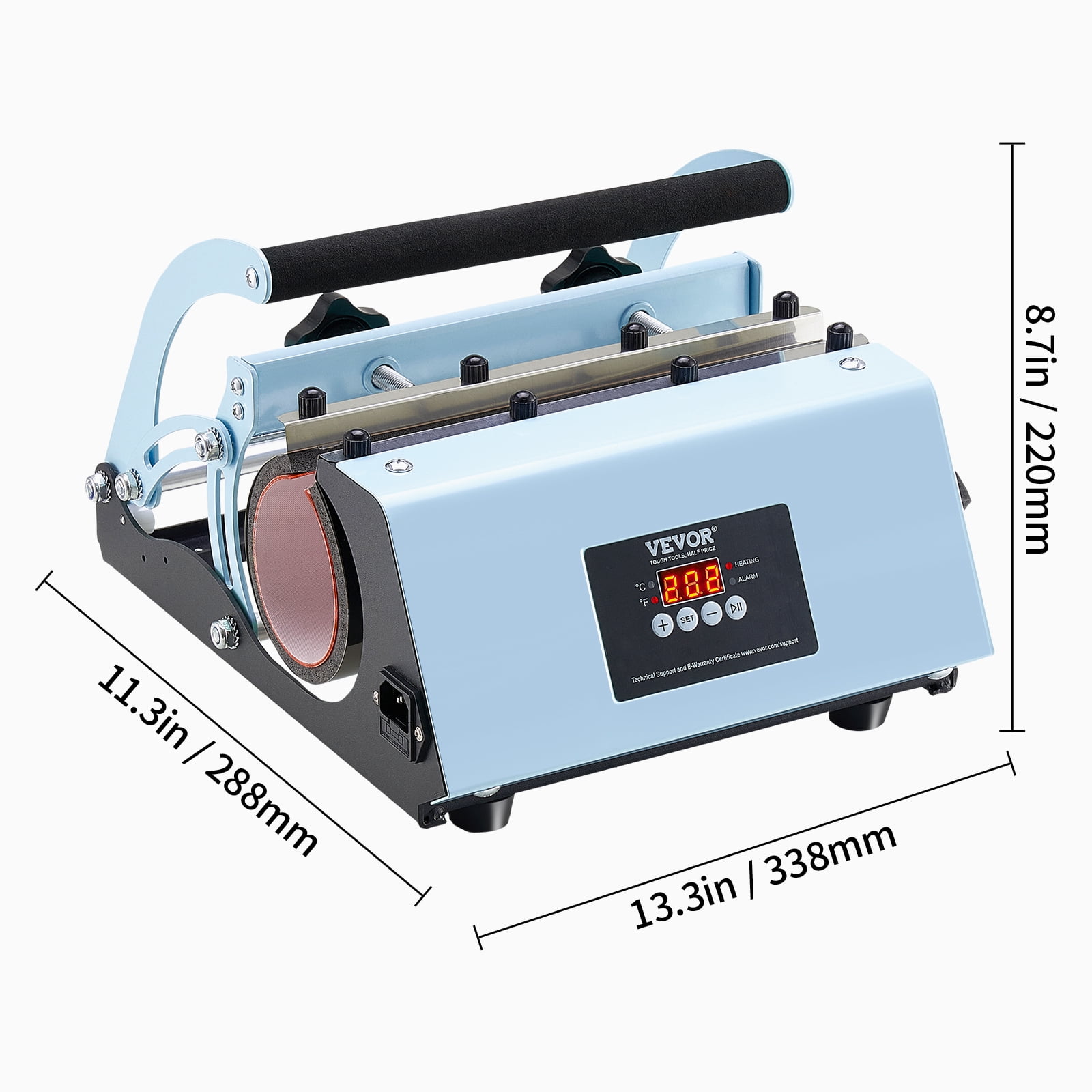 VEVOR Tumbler Heat Press Machine, 11-30oz Mug Press, Heat Up Fast and Even, Tumbler Press with Sublimation Paper, Tape and Gloves, Temp and Time Setting, for Sublimation Tumblers, Cups, Mugs, Blue