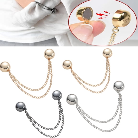 Magnet Clothing Pins – Strong Meta,Magnetic Clips with Chain | Multi-Use Magnetic Button Clips for Hijab Hem Fixing, Pants Legs & Shirt Sleeves
