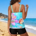 thumbnail image 5 of Warop Women's Sports Tankini Swimsuit, Hawaiian Print with Built-in Bra Pads, Modest Two-Piece Design with Pockets for Beach and Swimming, 5 of 6