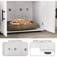thumbnail image 3 of Homhougo Litter Box Enclosure for 2 Cats, 55" Hidden Litter Box Furniture with Double Chamber, Wooden Cat Washroom Furniture with Scratching Pad, 3 in 1 Cat House, Antique White, 3 of 8