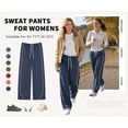 thumbnail image 2 of Women's Wide Leg Track Pants with Pockets, High Waisted Drawstring Sweatpants, Side Stripe Casual Lounge Workout Pants, 2 of 8