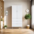 thumbnail image 7 of TOPCOMFY Modern Pantry Cabinet with 3 Drawers 2 Doors, Kitchen Storage Cupboard for Organization with Adjustable Shelves & Fluted Panel Design-White, 7 of 7