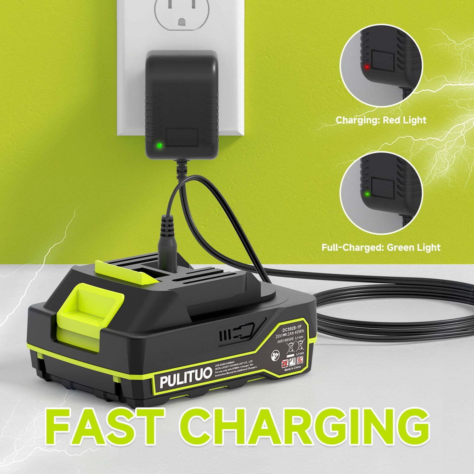 Pulituo 20V 1.5Ah Lithium-Ion Battery Replacement, OEM Aftermarket Battery for Pulituo 20V Cordless Leaf Blower, with Circuit Protection - 1 pack