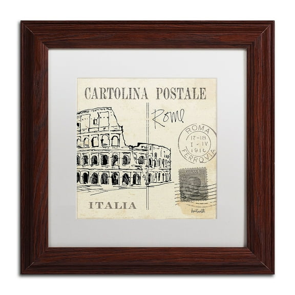 Trademark Fine Art "Postcard Sketches IV" Canvas Art by Anne Tavoletti, White Matte, Wood Frame