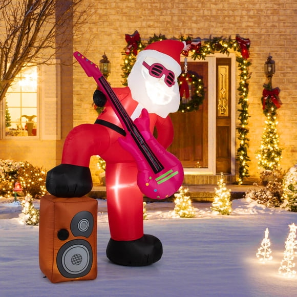 Costway 8.4 ft Inflatable Santa Claus with Music, Sound-synced Light Effect, LED Lights