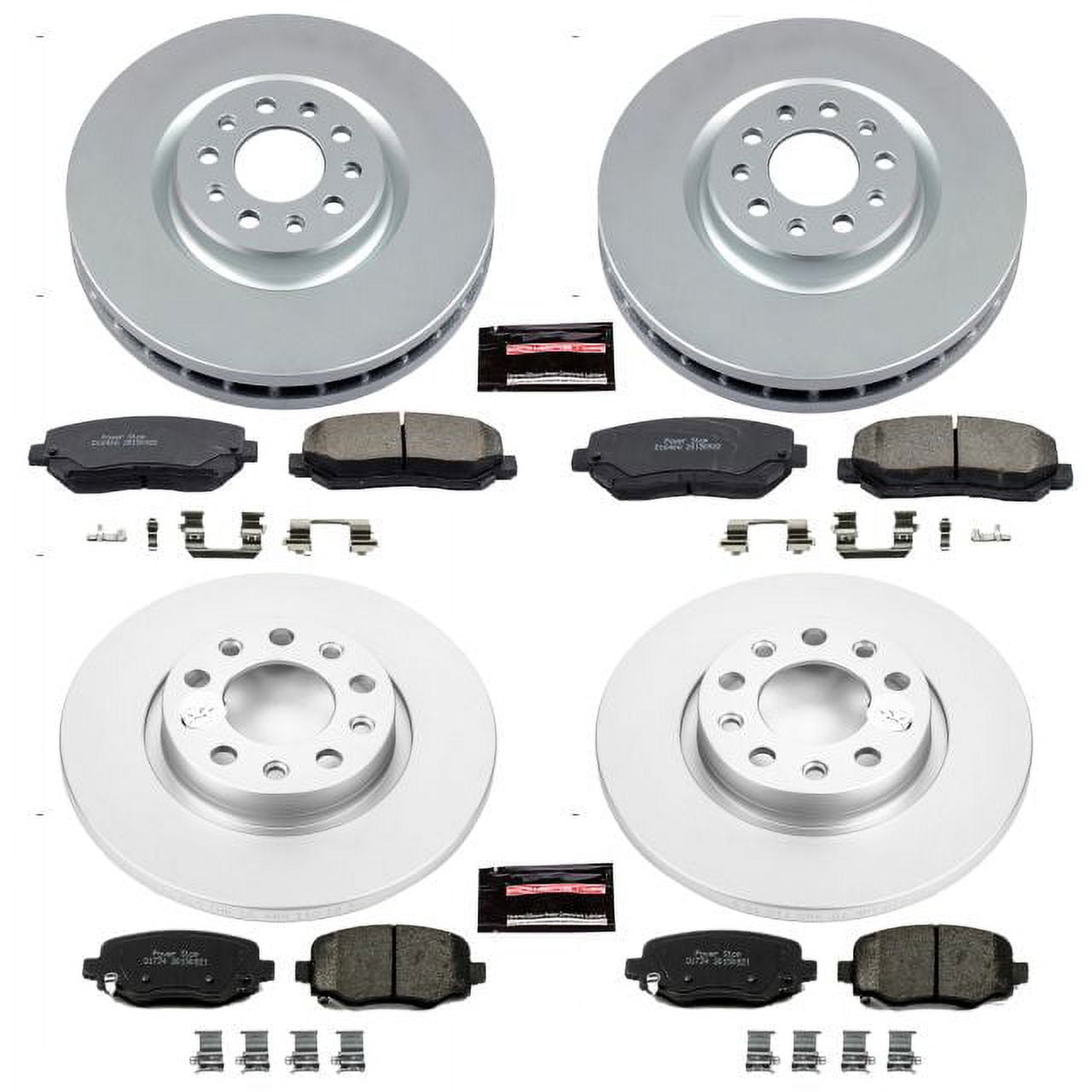 PowerStop Front and Rear Geomet Coated Brake Rotor and Pad Kit Fits: CHRYSLER JEEP Select Models CRK6539