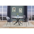 thumbnail image 5 of 5pc Marbre Blanc Enveloppé Table à Manger avec Verre Trempé et Chaises Grises, 5 of 5