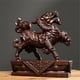 thumbnail image 1 of Ebony wood carved Qilin figurines, a pair of male and female, for home decoration, auspicious for wealth, living room, and feng shui., 1 of 4
