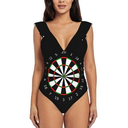 Dart Board Black One Piece Swimsuit High Quality Swimwear Printed Push Up Monokini Summer Bathing Suit Dart Board Dart Board
