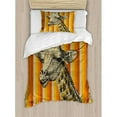 thumbnail image 3 of Giraffe Queen Size Duvet Cover Set, Sketch Style Image Portrait of Hipster African Animal Zoo Safari Wildlife Themed, Decorative 3 Piece Bedding Set with 2 Pillow Shams, Multicolor, by Ambesonne, 3 of 3