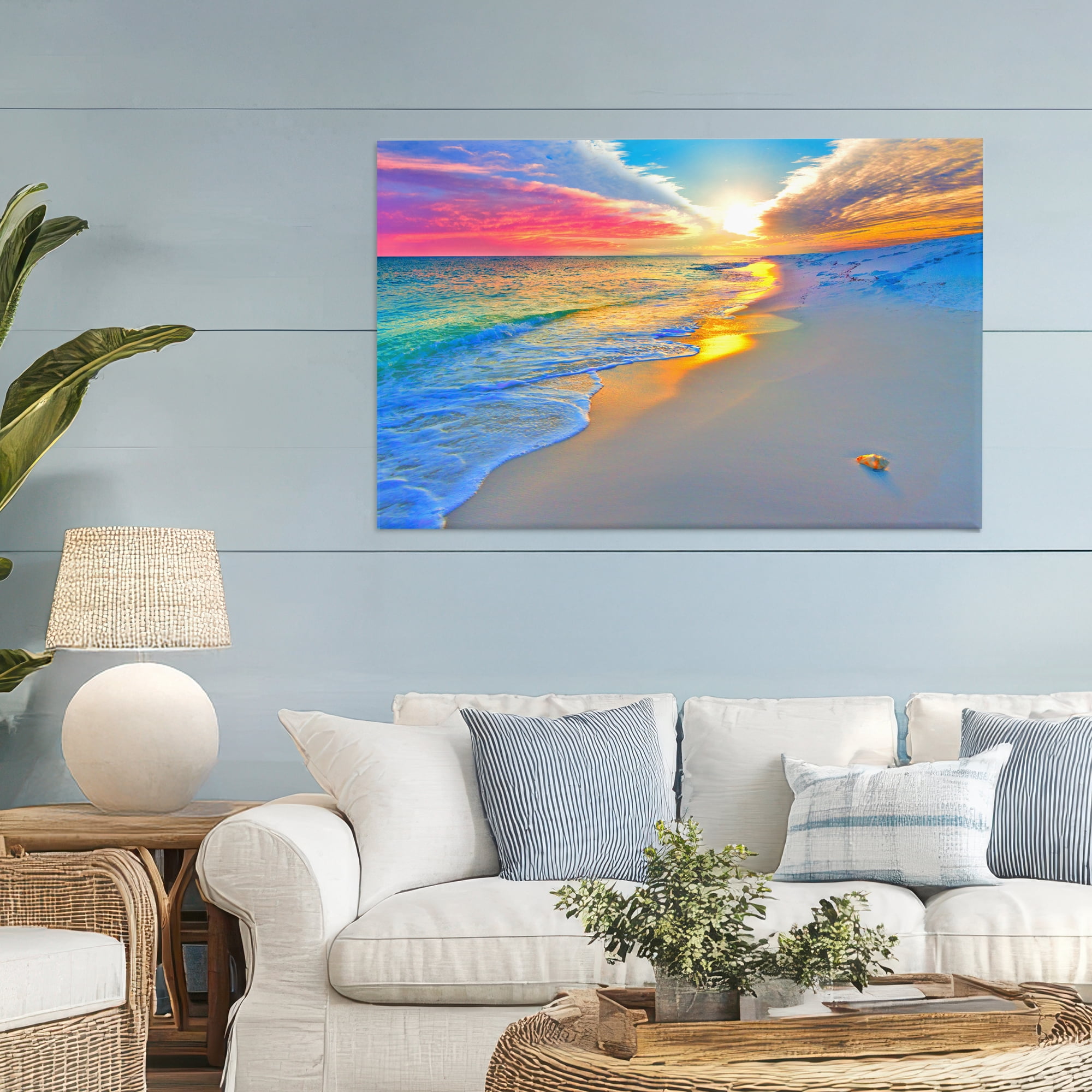 Stupell Industries Prismatic Rainbow Sunset Beach Canvas Wall Art, design by Eszra Tanner