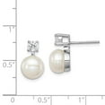 thumbnail image 2 of White Sterling Silver Earring Ball Women'S Cubic Zirconia CZ Clear Pearl Freshwater 15 mm 7 To 8 (Range), 2 of 2