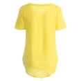 thumbnail image 2 of La nueva manga del cortocircuito del cuello del color sólido V de la camiseta de las mujeres MABOTO Amarillo/5XL, 2 of 7