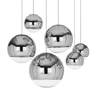 Glass Ball Half Mirror Chrome Lampshade Pendant Ceiling Light Glass Ball Half Mirror Chrome Lampshade Pendant Ceiling Light Chandelier 20cm