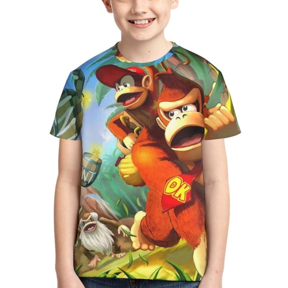 Kids 3D Graphic Don-key Kon T-Shirts, Novelty Shirts Crewneck Short Sleeve Tees for Youth Boys Girls