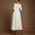 thumbnail image 4 of BLTIBY Off Shoulder Maxi Dress for Women Half Sleeve Elegant Slimming Belted Long Dress Wedding Evening Party White M, 4 of 7