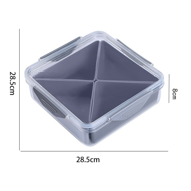 Kaou Veggie Tray with Lid 4/6 Compartments Divided Snack Box Container Party Serving Platter Snack Appetizers Desserts Fruit Tray Meal Prep Fridge