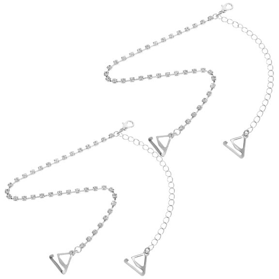 Uonlytech 1 Pair Single Strap Bra Rhinestone Decorative for Camisole Evening Dress Women