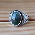 thumbnail image 2 of LD DESIGNS - Moss Agate Ring Unique Green Stone Oval Cabochon | Adjustable Sterling Silver Boho Jewelry, 2 of 9