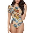 thumbnail image 1 of Balery Camp Badge Body de cuello redondo de manga corta para mujer Tops de manga corta Tops básicos-Medium, 1 of 7