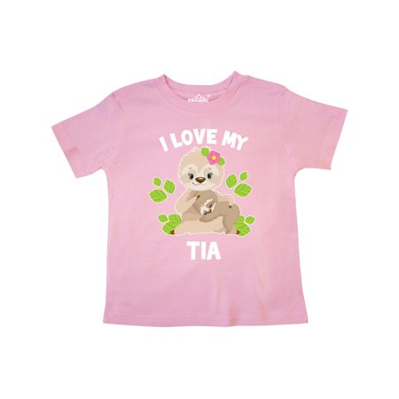 

Inktastic Cute Sloth I Love My Tia with Green Leaves Gift Toddler Boy or Toddler Girl T-Shirt