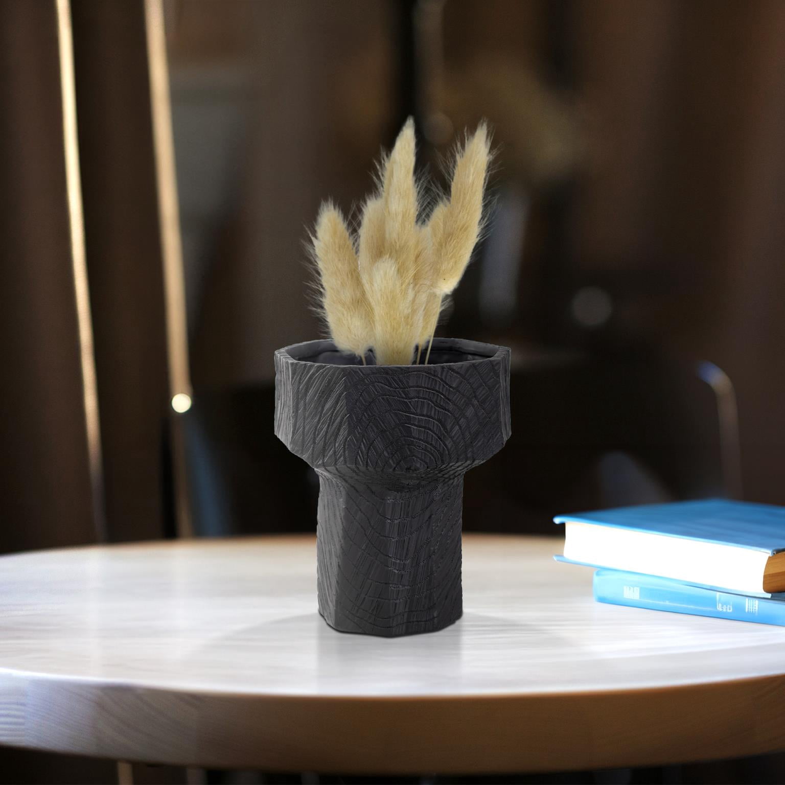 Faux Bois Tall Bowl in an Ebony Finished Polyresin