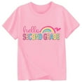 thumbnail image 4 of Curuila Children Girls Tops Fashionable Casual Letter Print Crew Neck Short Sleeved T Shirt For Childrens Back To School Season Pink Size 4-5 Years, 4 of 4