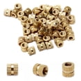thumbnail image 1 of HUGFEGWE M4x6x6mm Copper Thread Embedment Nut Knurled Threaded Insert Nuts Assortment for Electrical Appliances Gold Tone 50Pcs CJB91-24969, 1 of 8
