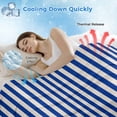 thumbnail image 3 of Dark Blue Striped Cooling Blanket, Lightweight Breathable Summer Throw Blanket with Double Sided Cold Effect, Modern Beige Geometric Country Picnic Beach Blankets Bed Sheet for Hot Sleepers 50"x60", 3 of 8