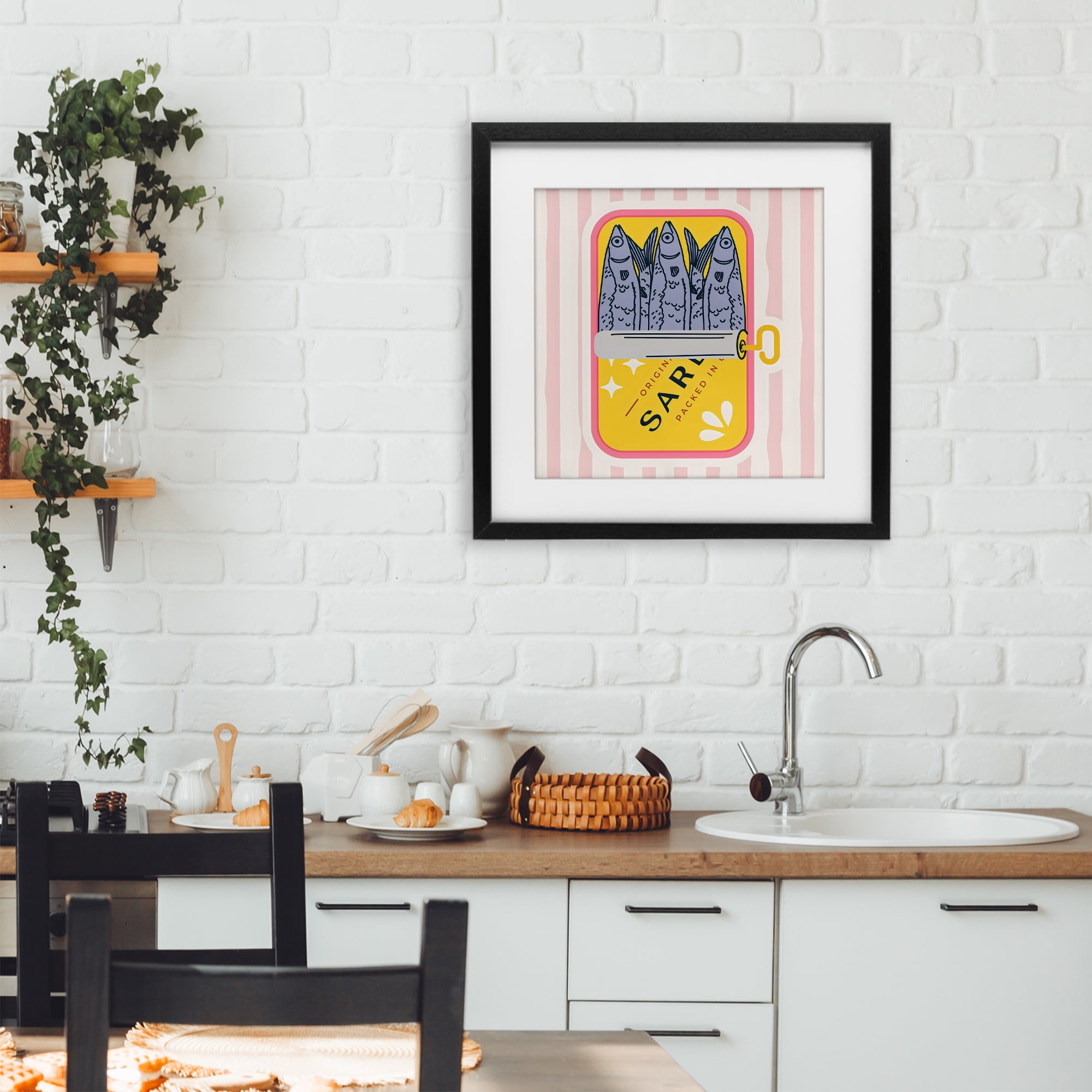 Stupell Industries Yellow Sardine Tin Black Framed Print Under Glass, design by Creative Studio