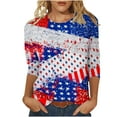 thumbnail image 1 of IROINNID 4th of July T-Shirt For Women Mid-length Blouse Casual Tops Round Neck Women Tops America Independence Day, 1 of 4
