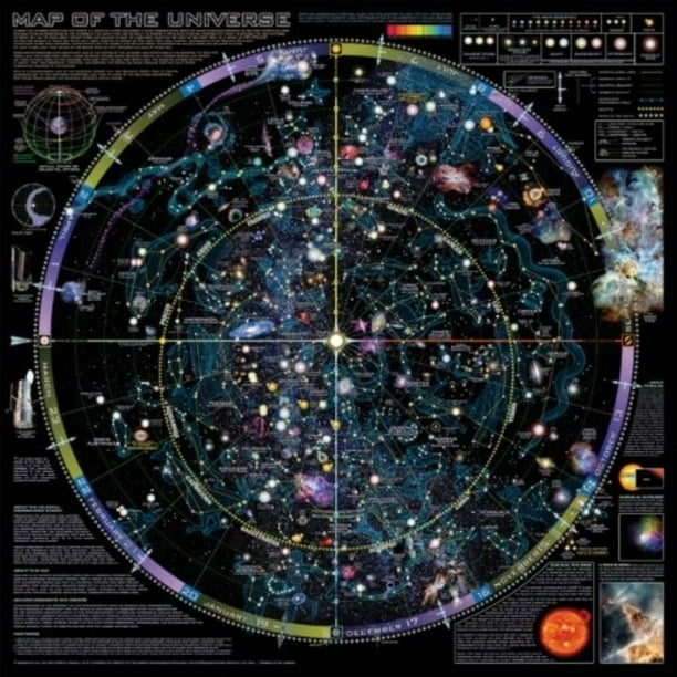 Map Of The Universe Poster Displaying Cosmos Nebulas Stars and