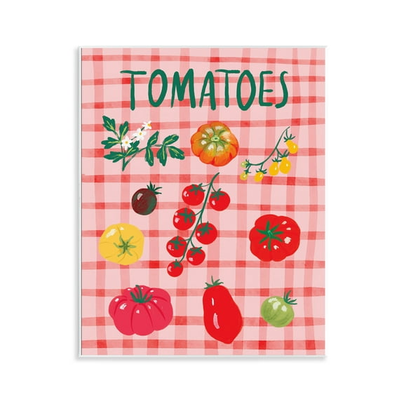 Stupell Industries Various Tomatoes on Plaid Food & Beverage Painting Unframed Art Print Wall Art, 11 x 14
